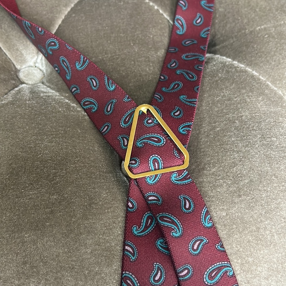 Vintage Made in Germany paisley print gold burgundy adjustable suspenders - Picture 7 of 7